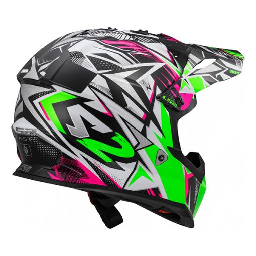 Helm LS2 MX437 Fast Strong White Green Pink