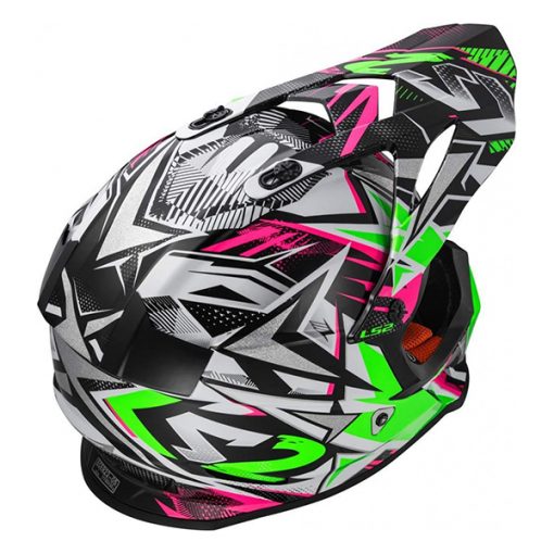 Helm LS2 MX437 Fast Strong White Green Pink