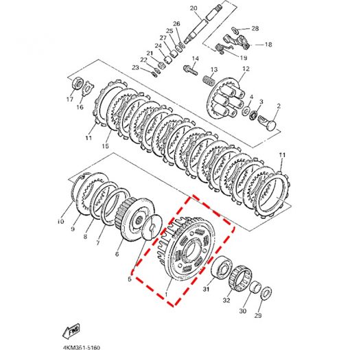 Yamaha 4KM-16150-00-00 Primary Driven Gear Comp.