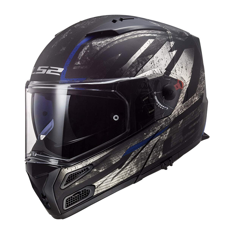 Helm LS2 FF324 Metro Evo Buzz Matt Black Titanium Blue