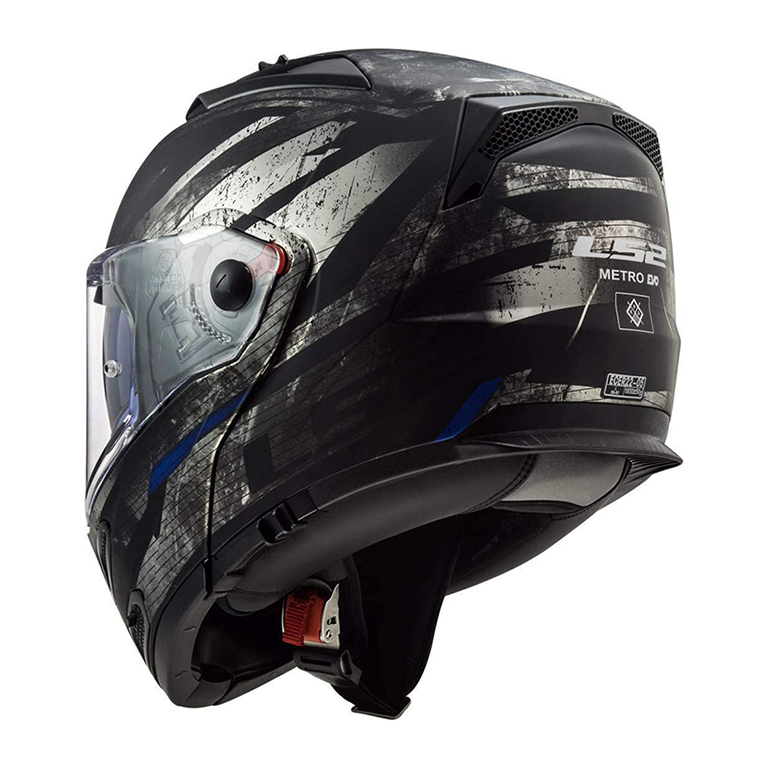 Helm LS2 FF324 Metro Evo Buzz Matt Black Titanium Blue