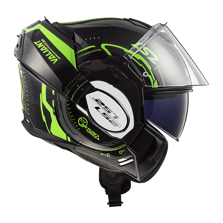 Helm LS2 FF399 Valiant Nucleus Black Glow Green