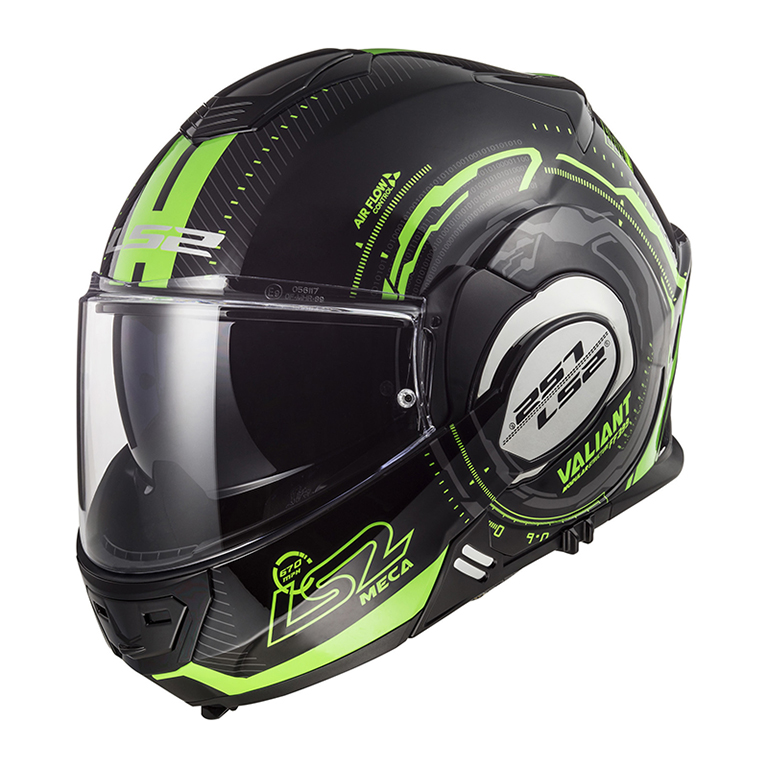 Helm LS2 FF399 Valiant Nucleus Black Glow Green