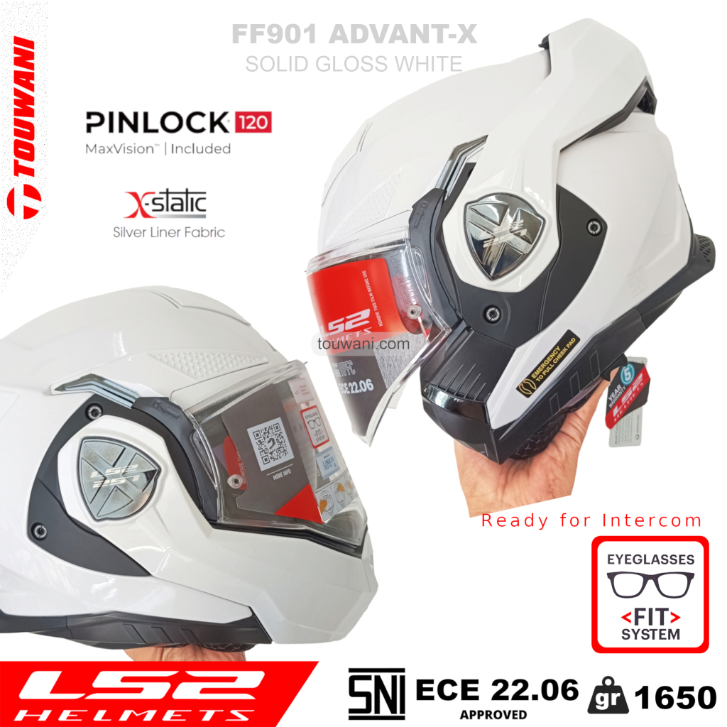 Helm LS2 Advant-X FF901 Modular Flip Back Gloss White